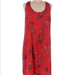 Red floral print shift dress